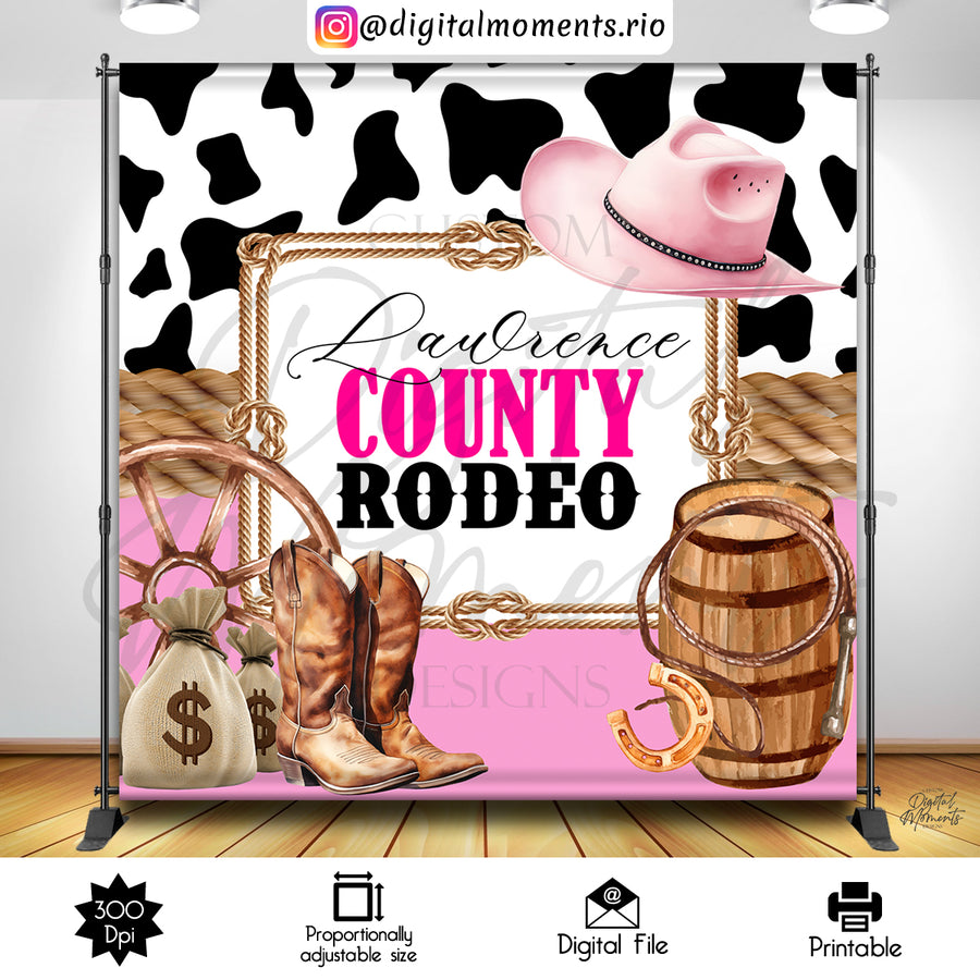 Rodeo 8x8 Custom Backdrop Design, Digital file only | Custom Digital Download for Kids Party or Event