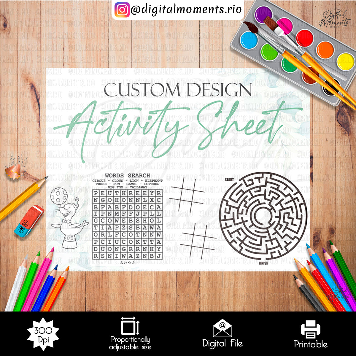 Custom Activity Sheet Design for Kids - Digital File | Digital Download for Events