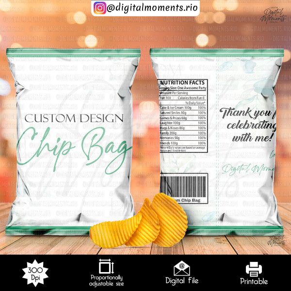 Custom Chip Bag Design for Events - Digital File | Digital Download for Events for Events. arts, bag, celebration, chip, custom, design, dig…