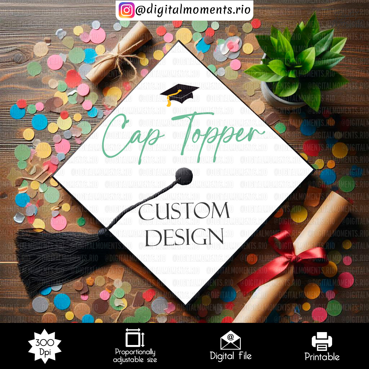 Custom Cap Topper, events, cap, custom, graduation, topper, design