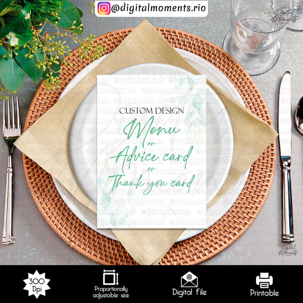 Bespoke Theme - Menu Card - Made to Order