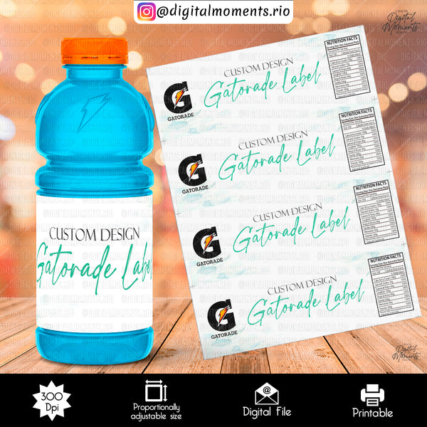 Custom Gatorade Bottle Label Design - Digital File | Digital Download for Events for Events. arts, bottle, celebration, custom, design, digi…