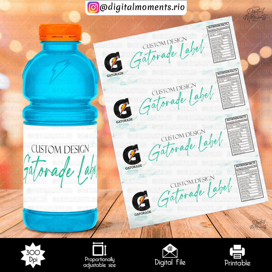Custom Gatorade Bottle Label Design - Digital File | Custom Digital Download for Kids Party or Event
