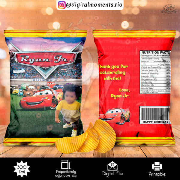 Cars Custom Chip Bag Design - Digital File | Digital Download for Events for Events. arts, bag, cars, celebration, chip, custom, design, dig…