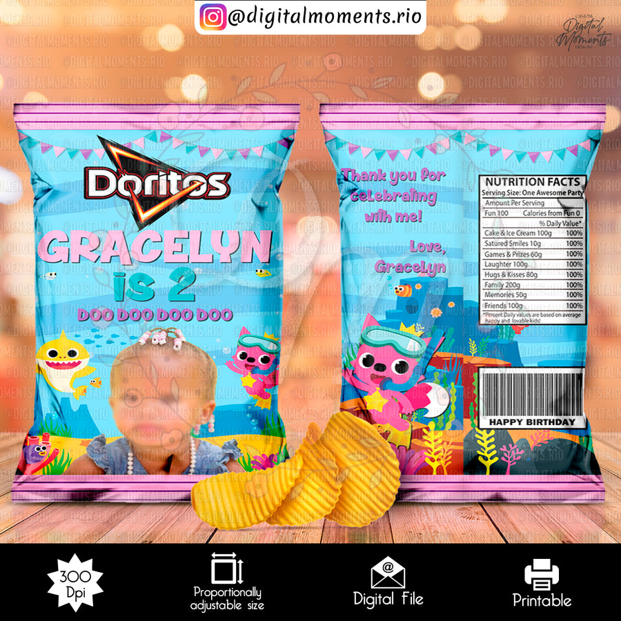 Baby Shark Custom Chip Bag Design - Digital File | Digita...