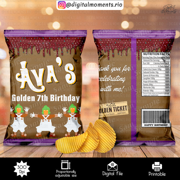 Chocolate Factory Custom Chip Bag Design - Digital File | Digital Download for Events for Events. arts, bag, celebration, chip, chocolate, c…