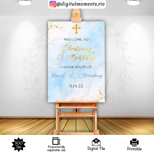 Christening 24x36 Welcome Sign Custom Design, Digital file only | Digital Download for Events