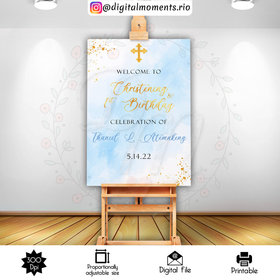 Christening 24x36 Welcome Sign Custom Design, Digital file only | Custom Digital Download for Kids Party or Event