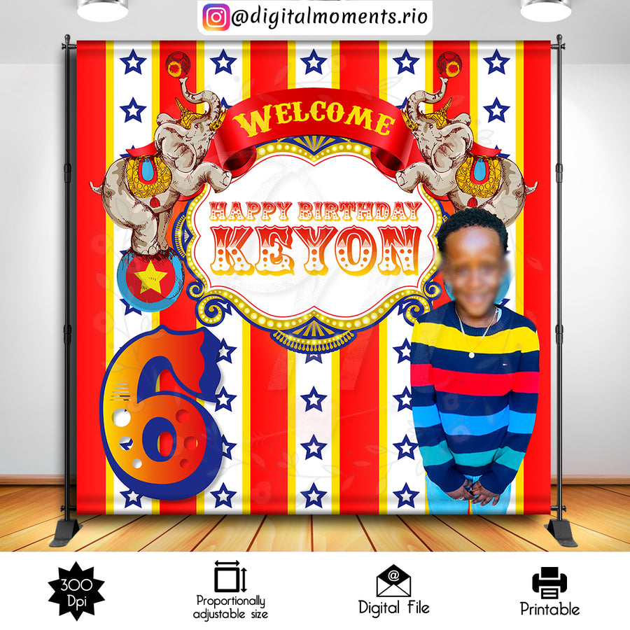 Carnival 8x8 Birthday Custom Backdrop Custom Backdrop with picture, Digital file only | Custom Digital Download