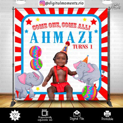 Carnival 8x8 Birthday Custom Backdrop, Custom Digital File | Digital Download for Events