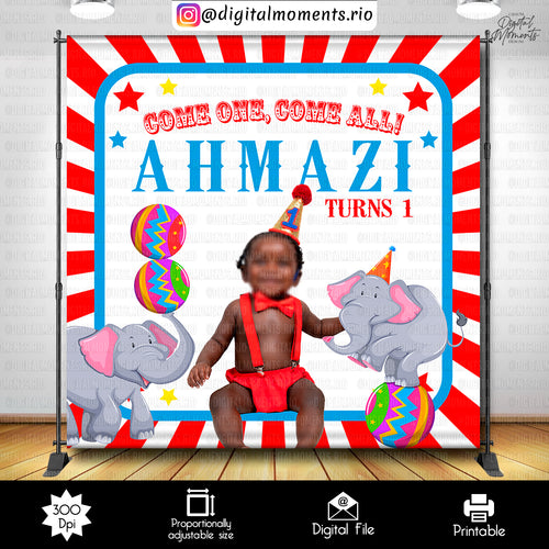 Carnival 8x8 Birthday Custom Backdrop, Custom Digital File | Digital Download for Events