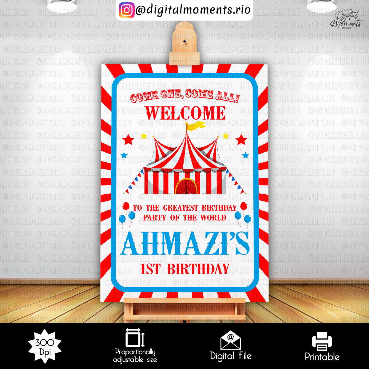 Carnival 24x36 Birthday Welcome Sign Custom Design, Custom Digital File | Digital Download for Events