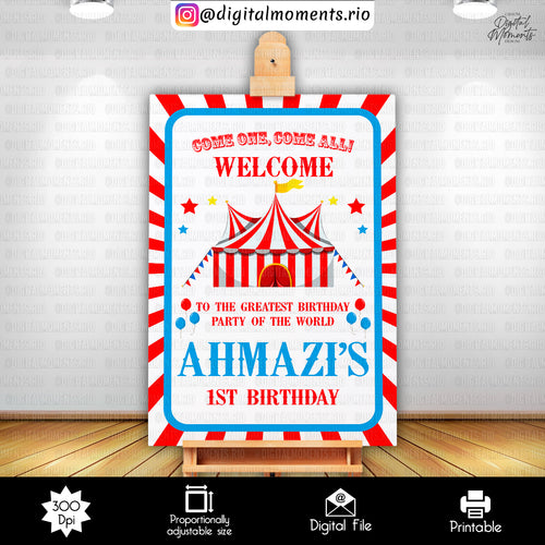 Carnival 24x36 Birthday Welcome Sign Custom Design, Custom Digital File | Digital Download for Events