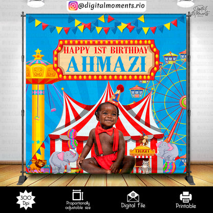 Carnival 8x8 Birthday Custom Backdrop, Custom Digital File | Digital Download for Events