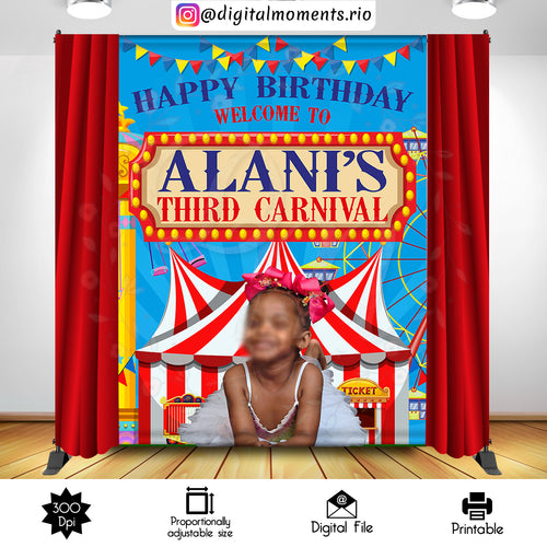 Carnival 6x8 Birthday Custom Backdrop, Custom Digital File | Digital Download for Events
