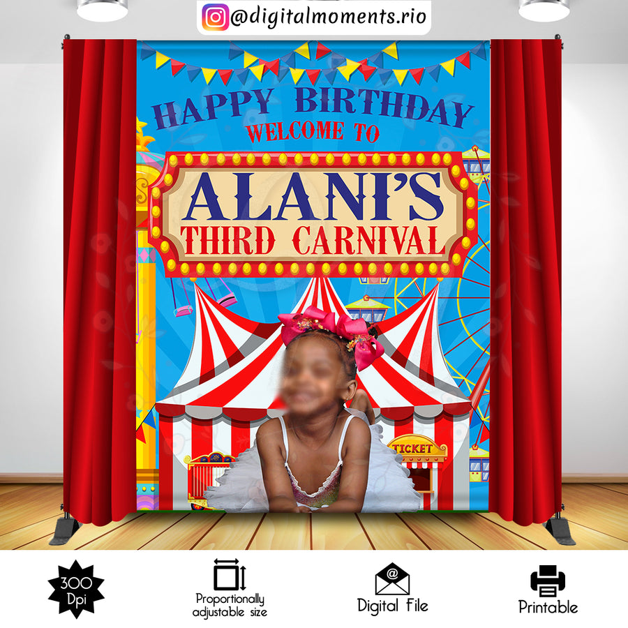 Carnival 6x8 Birthday Custom Backdrop Custom Backdrop with picture, Digital file only | Custom Digital Download