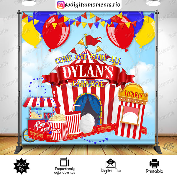Carnival 8x8 Custom Backdrop Design, Digital file only | Custom Digital Download for Kids Party or Event