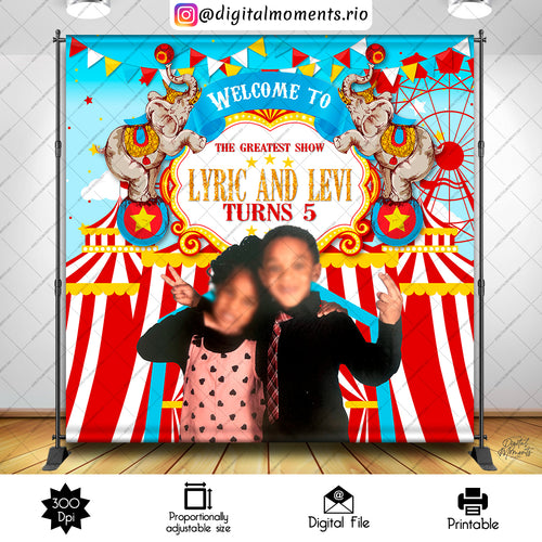Carnival 8x8 Birthday Custom Backdrop, Custom Digital File | Digital Download for Events