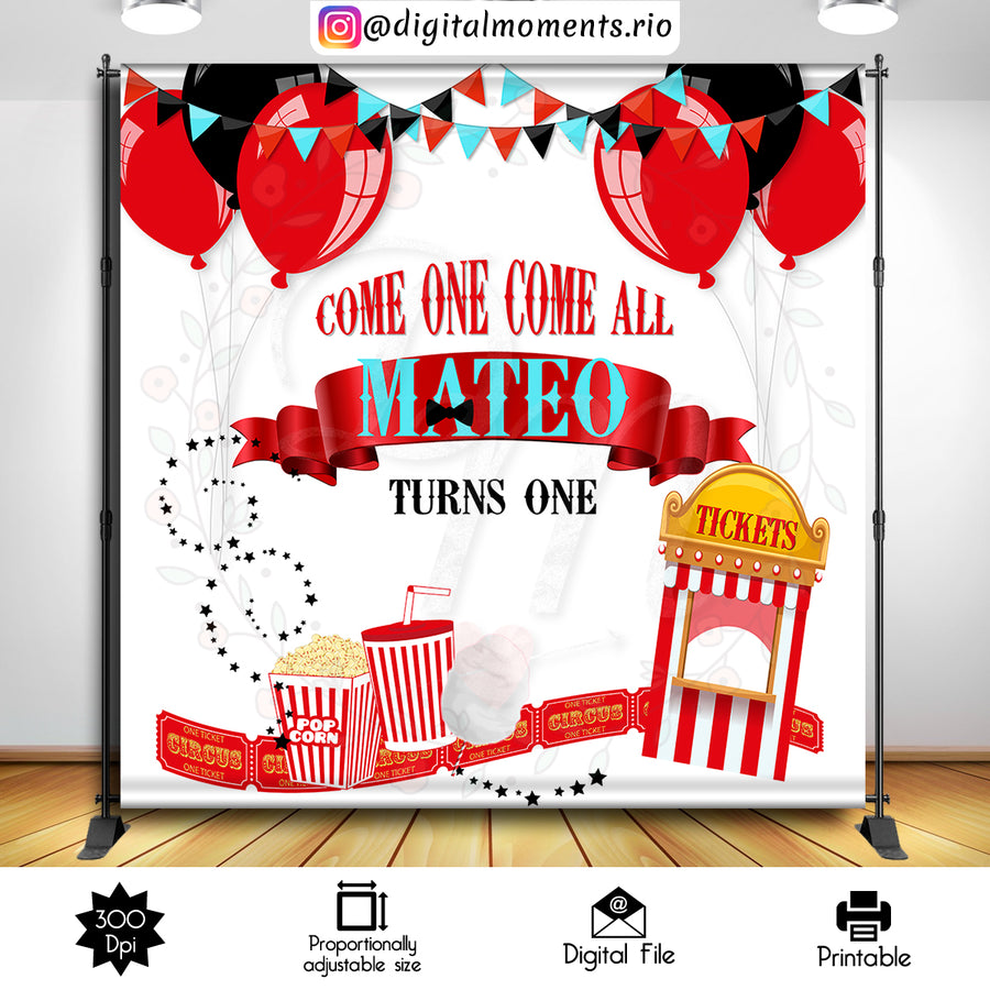 Carnival 8x8 Custom Backdrop Design, Digital file only | Custom Digital Download for Kids Party or Event