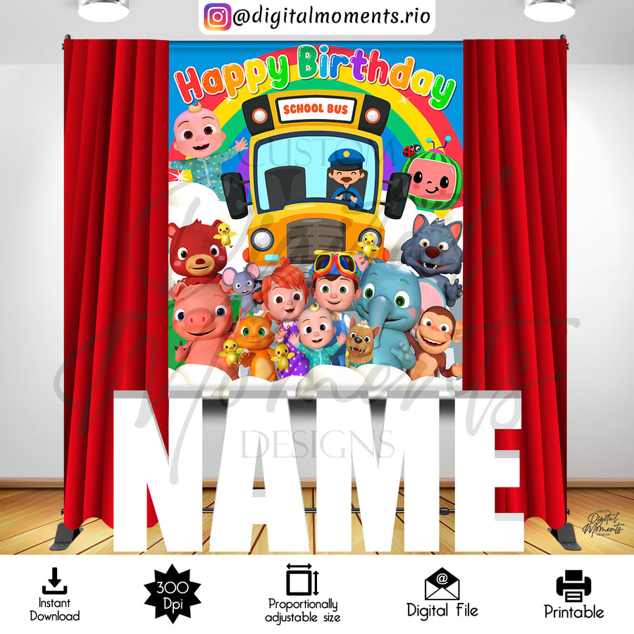 Cocomelon 5x6 Digital Backdrop Design, Instant Download | Custom Digital Download for Kids Party or Event