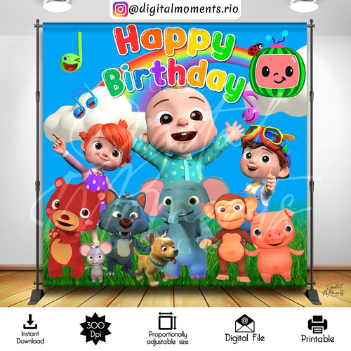 Cocomelon Birthday 8x8 Instant, events, cocomelon, 8x8, backdrop, design, instant