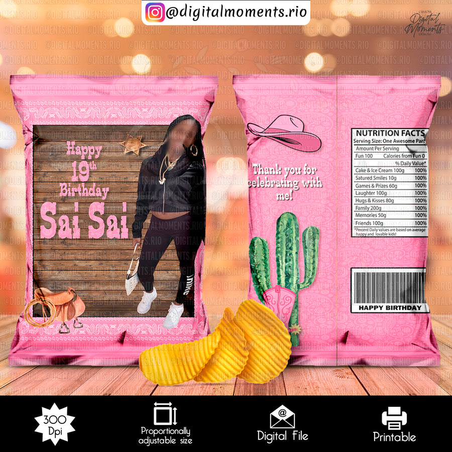 Cowgirl Custom Chip Bag Design - Digital File | Digital D...