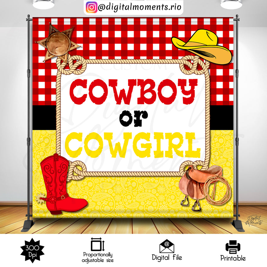 Cowboy or Cowgirl 8x8 Custom Backdrop, Digital file only | Custom Digital Download for Kids Party or Event