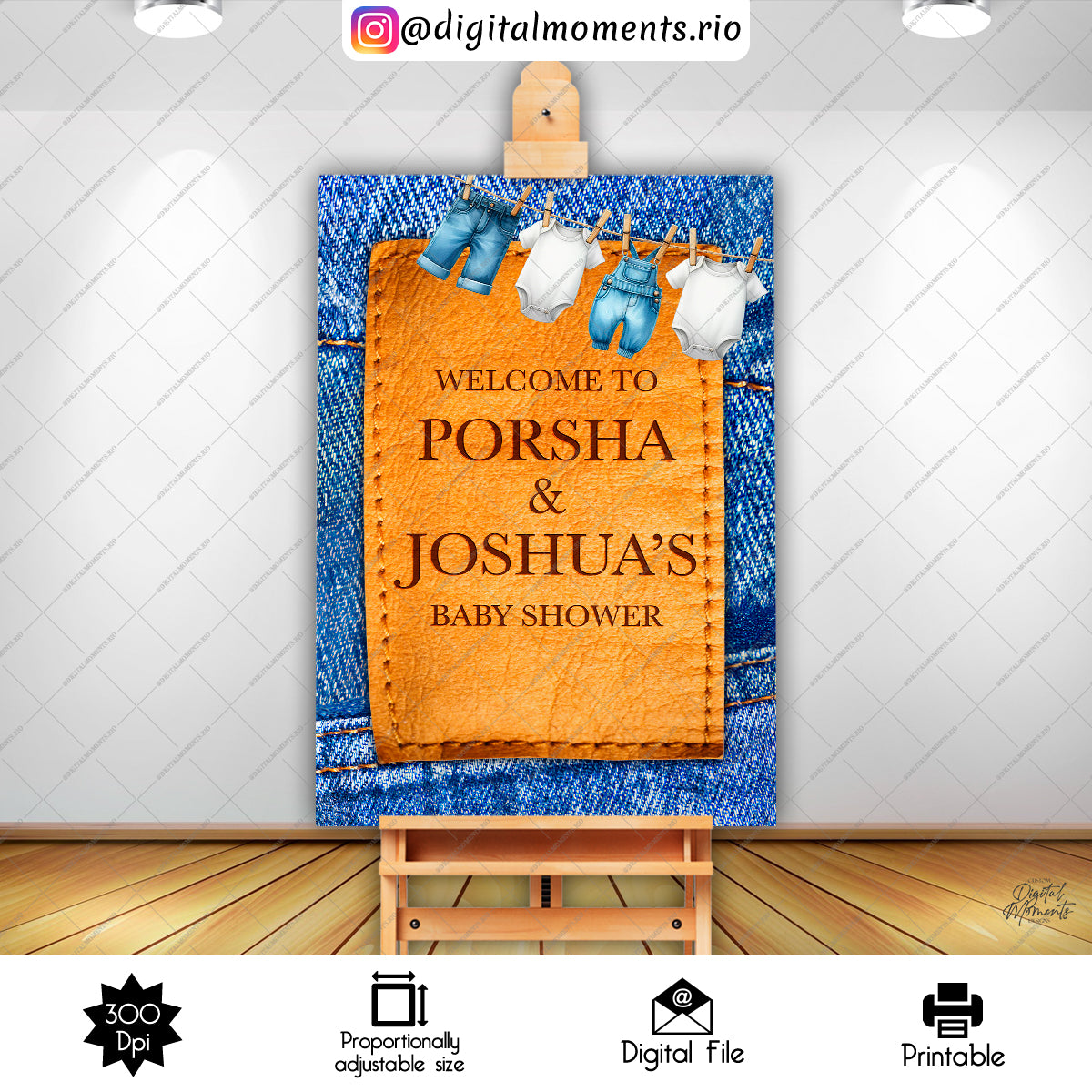 Denim 24x36 Welcome Sign Custom Design, Digital file only | Digital Download for Events
