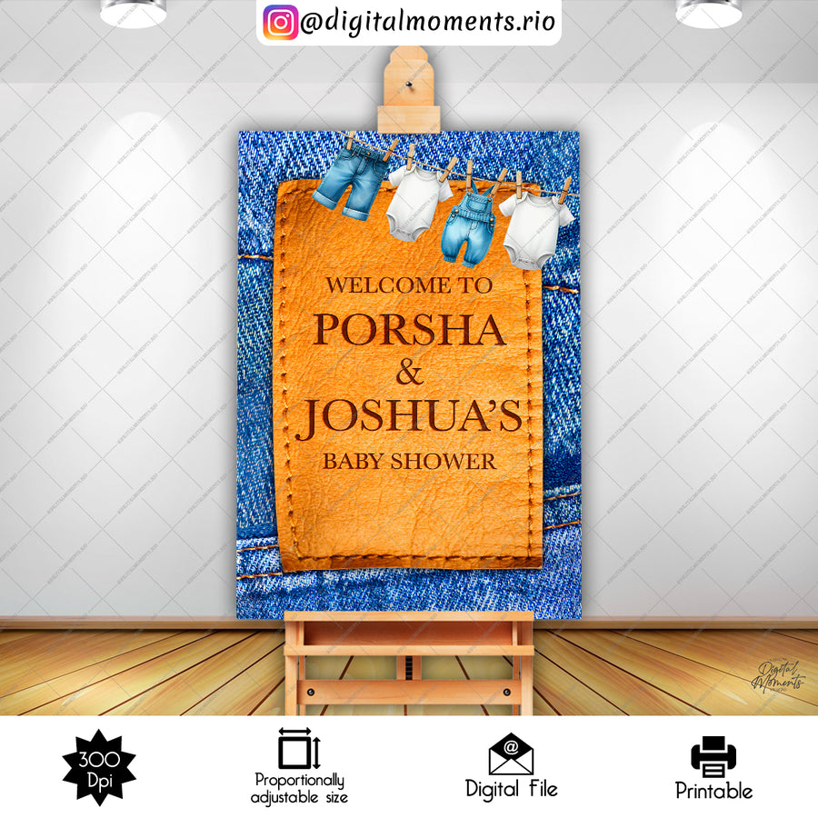 Denim 24x36 Welcome Sign Custom Design, Digital file only | Custom Digital Download for Kids Party or Event
