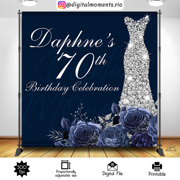 Denim & Diamonds Birthday 8x8 Custom Backdrop Design, Digital file only | Custom Digital Download for Kids Party or Event