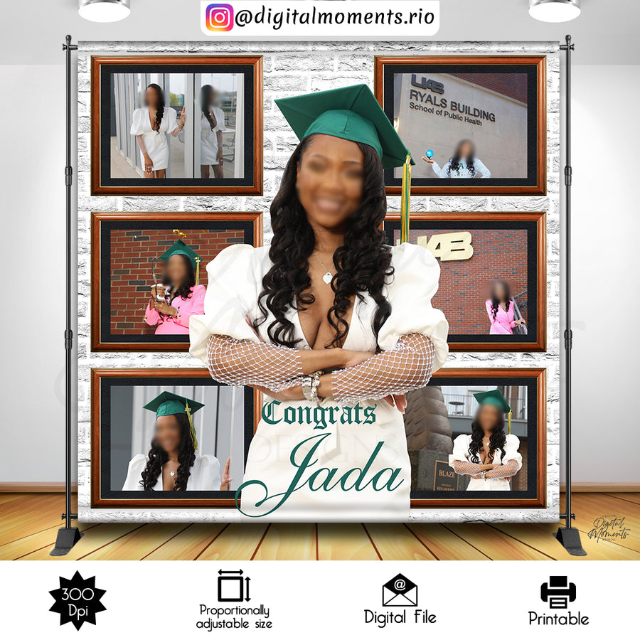 Graduation 8x8 Custom Backdrop with 1 picture, DIGITAL FILE ONLY | Custom Digital Download for Kids Party or Event
