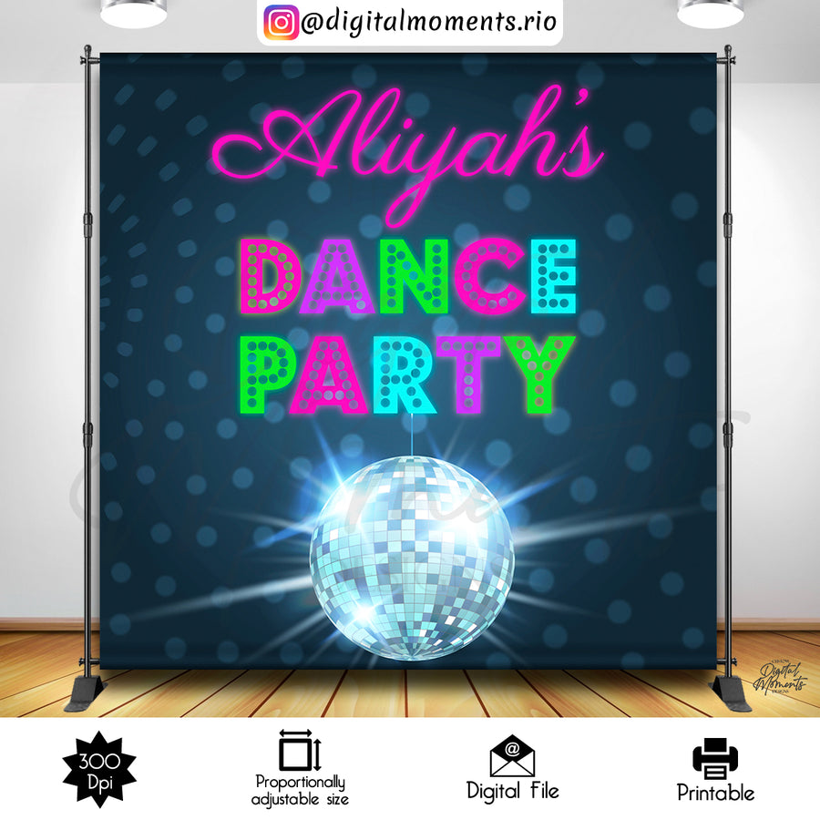 Dance Party Birthday 8x8 Custom Backdrop Design, Digital file only | Custom Digital Download for Kids Party or Event