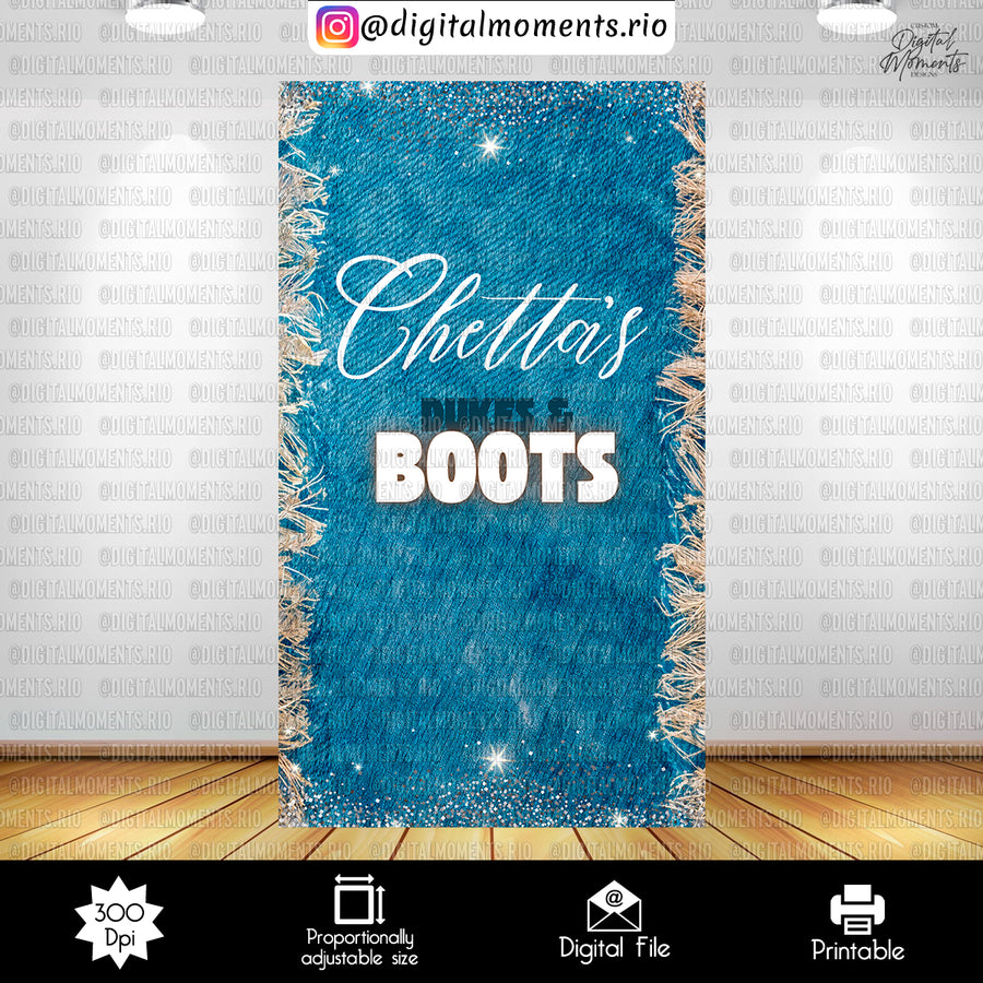 Dukes and Boots Birthday 4x7 Panel Wall Custom Design, Cu...