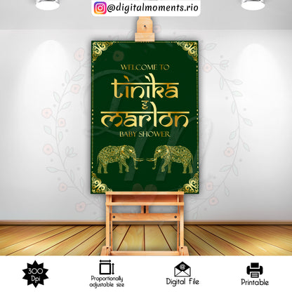Elephant Mandala 24x36 Welcome Sign Custom Design, Digital file only | Digital Download for Events