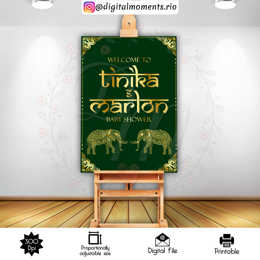 Elephant Mandala 24x36 Welcome Sign Custom Design, Digital file only | Custom Digital Download for Kids Party or Event
