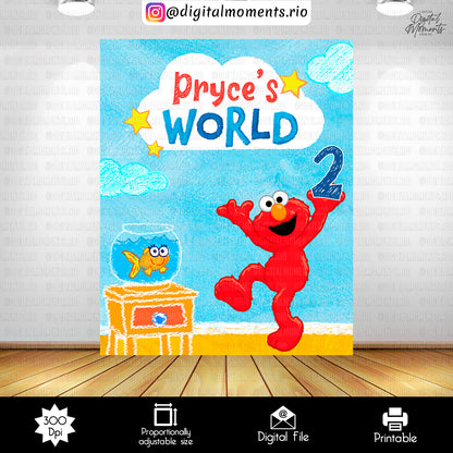 Elmo's World Birthday 4x5 Custom Backdrop Design, Digital file only | Digital Download for Events