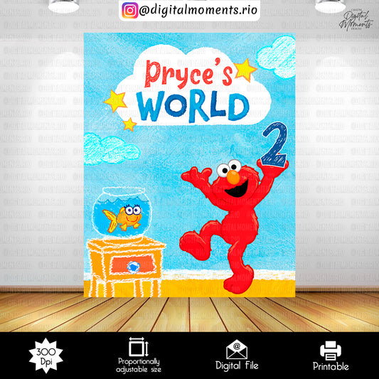 Elmo's World Birthday 4x5 Custom Backdrop Design, Digital file only | Digital Download for Events