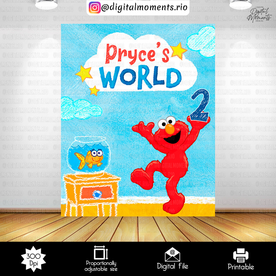 Elmo's World Birthday 4x5 Custom Backdrop Design, Digital file only