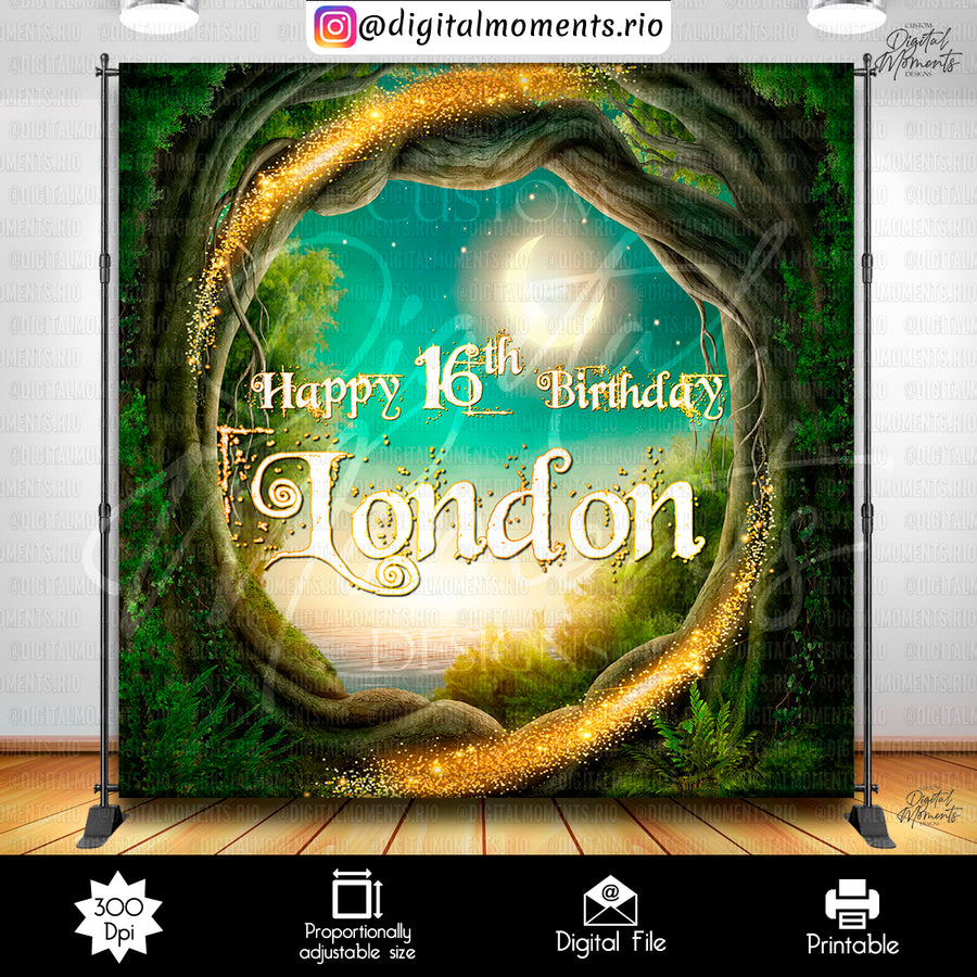 Enchanted Garden Birthday 8x8 Custom Backdrop Design, Digital file only | Custom Digital Download for Kids Party or Event