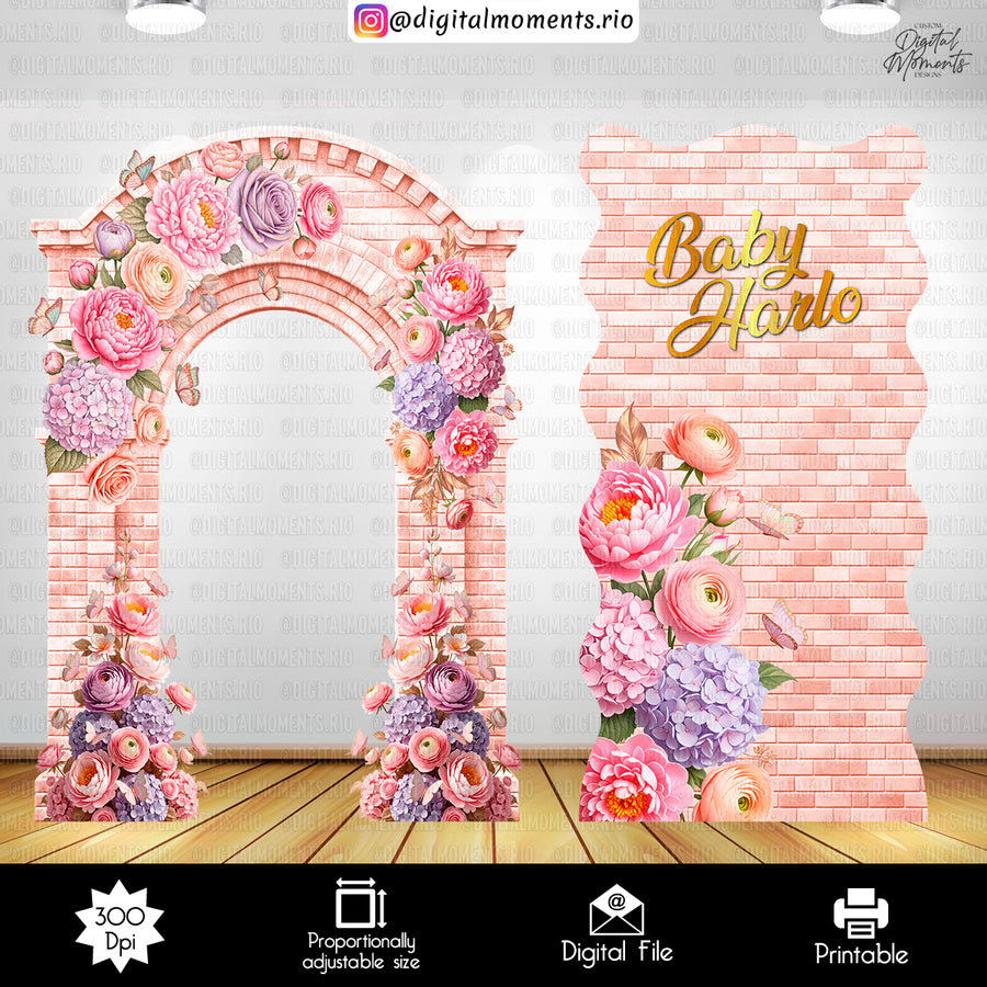 Enchanted Garden 4x6 and 3x6 Baby Shower Panel Custom Designs, Custom Digital Fil...
