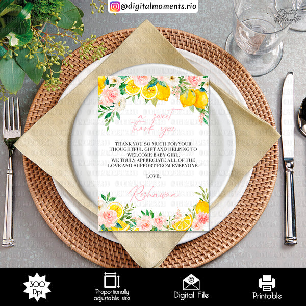 Floral Lemon - Card - Baby Shower