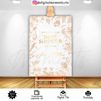 Floral Pattern Nude Sign 24x36, events, welcome, custom, toile, floral, 24x36, sign, jouy, design