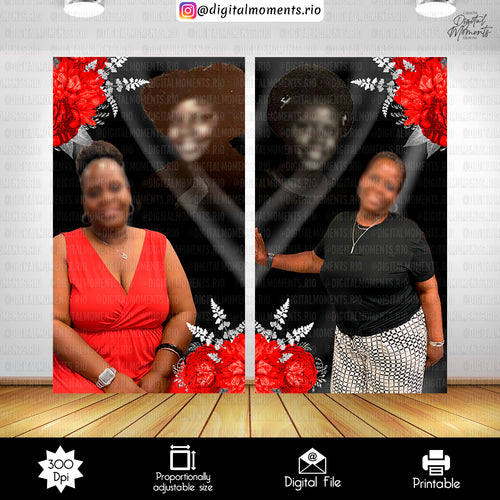 Red Roses Birthday Panel Custom Designs, Custom Digital File | Digital Download for Events