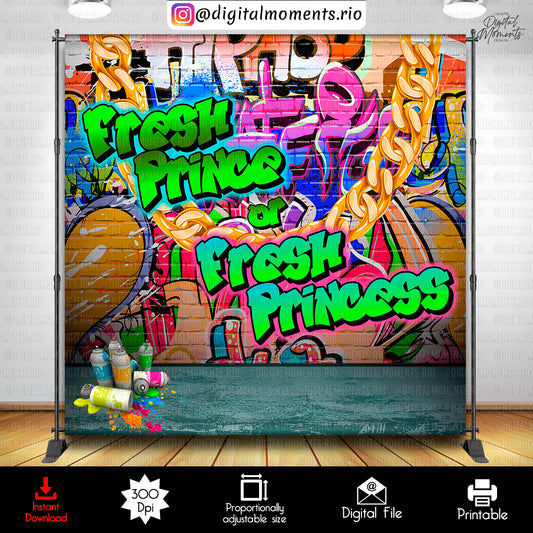 Fresh Prince or Princess 8x8 Gender Reveal Digital Backdrop Design, Instant Download | Digital Download for Events