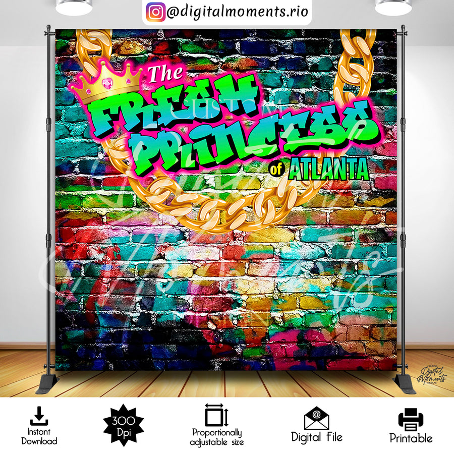 The Fresh Princess of Atlanta 8x8 Digital Backdrop Design, Instant Download | Custom Digital Download for Kids Party or Event