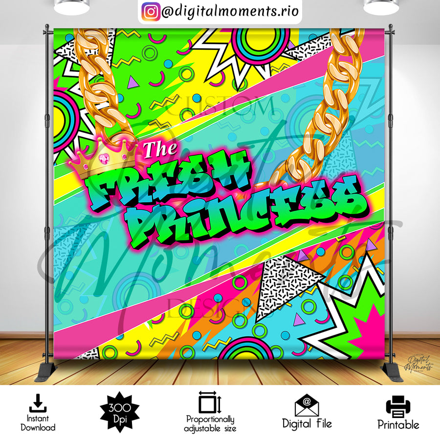 Fresh Princess 8x8 Digital Backdrop Design, Instant Download | Custom Digital Download for Kids Party or Event