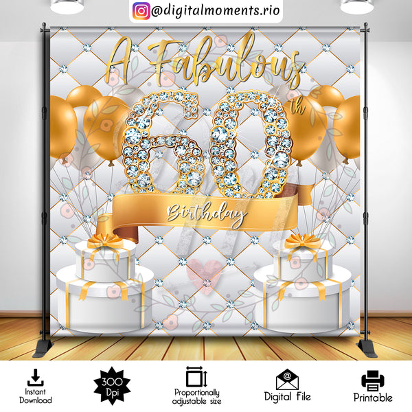 A Fabulous 60th 8x8 Digital Backdrop Design, Instant Download | Digital Download for Events - Instant Digital Download. 60th, 8x8, a, arts, …
