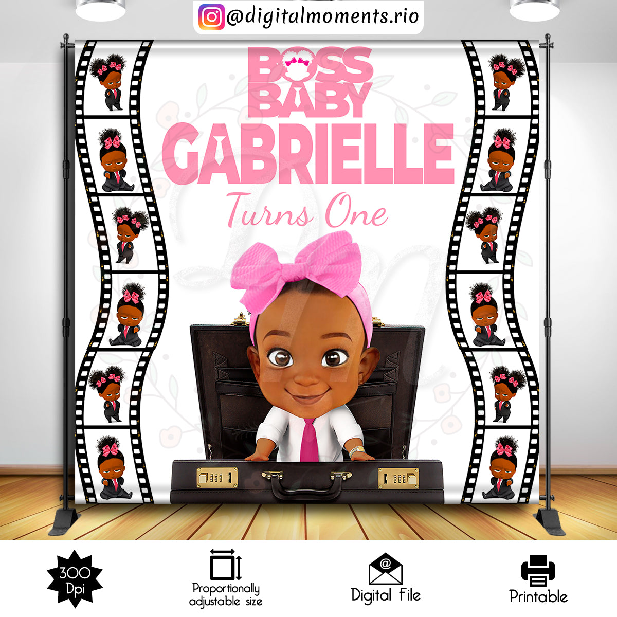 Girl Boss Baby 8x8 Custom backdrop with picture, Custom Digital File | Digital Download for Events for Events