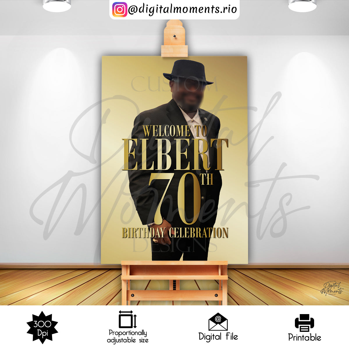 Geometric Elbert Sign 24x36 2, events, welcome, custom, 24x36, sign, gold, design