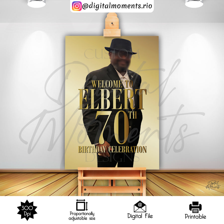 Gold 24x36 Welcome Sign Custom Design, Digital file only | Custom Digital Download for Kids Party or Event
